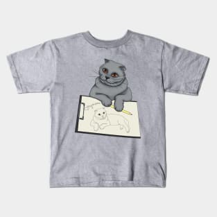 Cat artist. My meow Kids T-Shirt